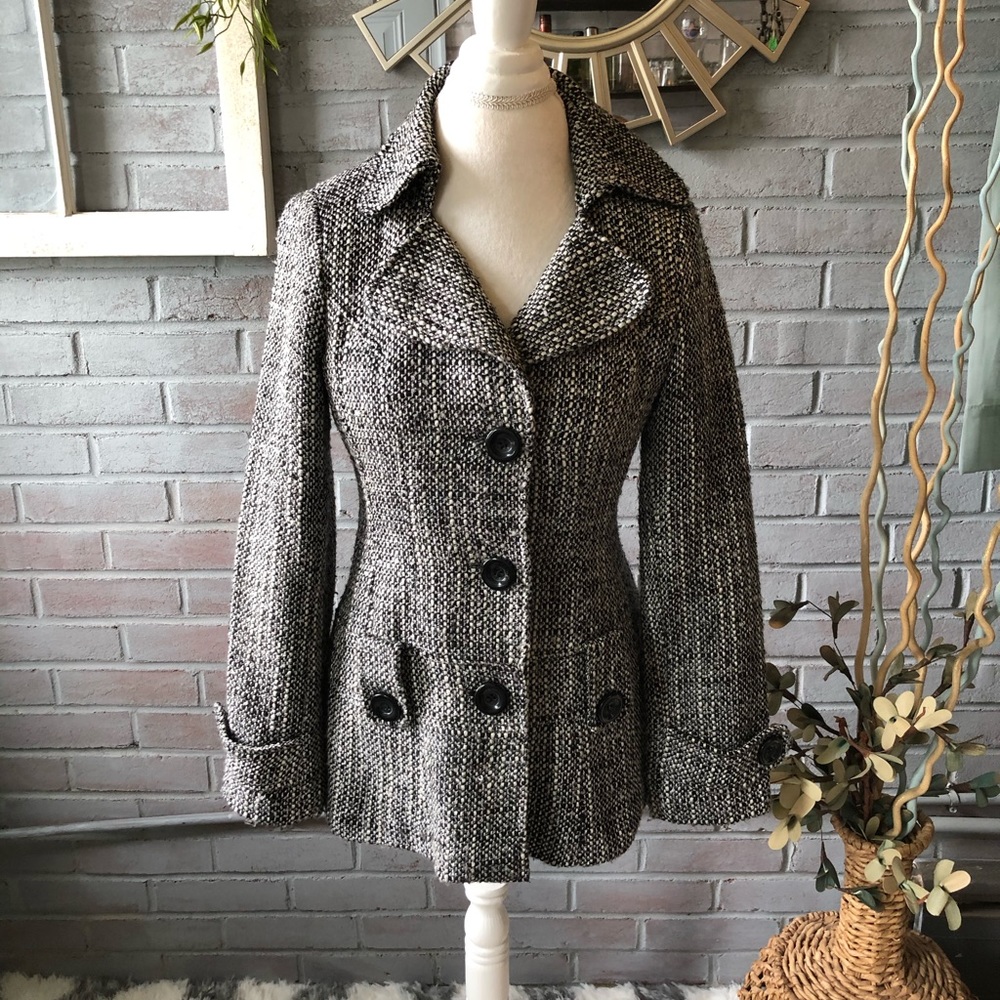 Twenty one woman’s tweed pea coat, black/white